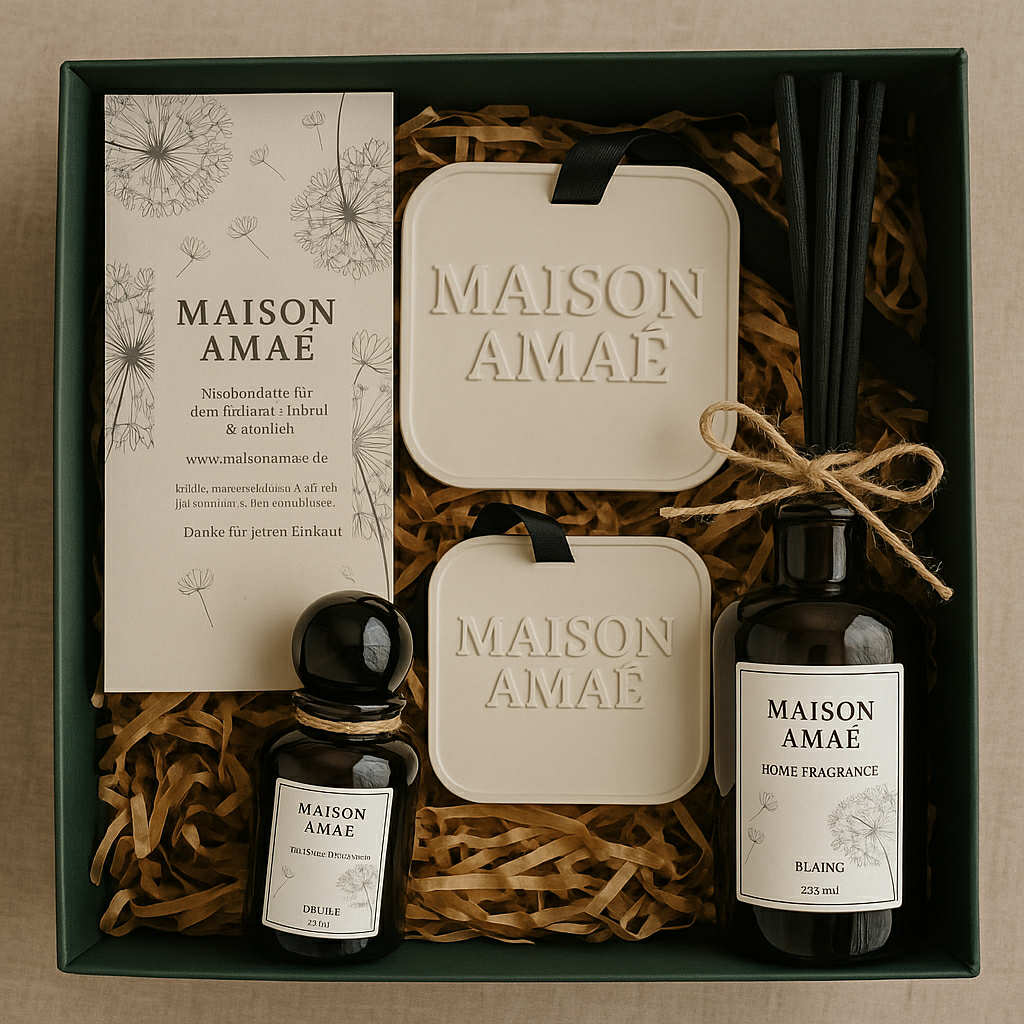 Geschenkset Mikado 250 ml + Interior Parfüme 50 ml +Gips Sashe 2 St.