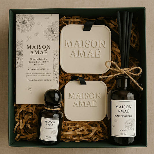 Geschenkset Mikado 250 ml + Interior Parfüme 50 ml +Gips Sashe 2 St.